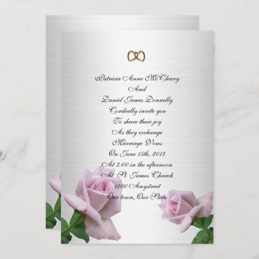 lavender rose modèle pour invitation (Devant / Derrière)