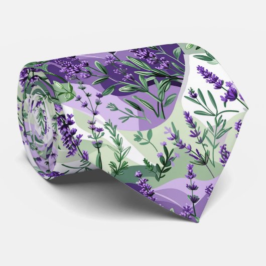 Lavender & Rosemary Botanical Seamless Pattern Stropdas (Opgerold)