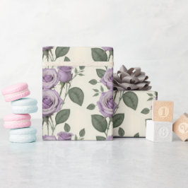 Lavender Roses With Silver And Green Leaves  Cadeaupapier