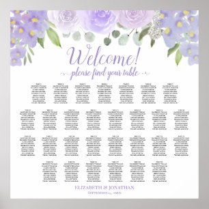 Lavender Rozen 29 Tafel Boho Wedding Seating Chart Poster