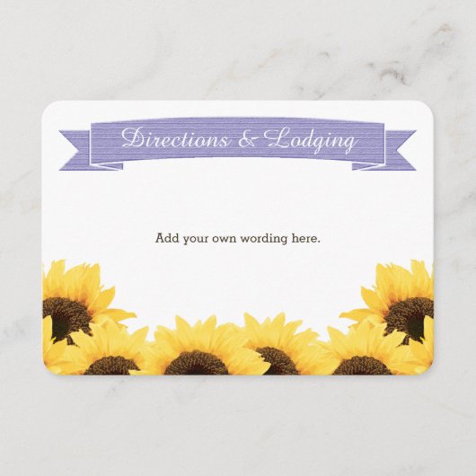 LAVENDER RUSTIC SUNFLOWER ENCLOSURE INSERT INFORMATIEKAARTJE (Voorkant)