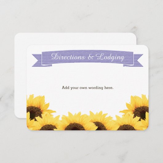 LAVENDER RUSTIC SUNFLOWER ENCLOSURE INSERT INFORMATIEKAARTJE (Voorkant / Achterkant)