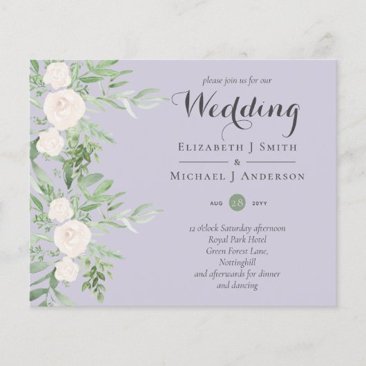 Lavender Sage Floral LOW BUDGET WEDDING Invite Flyer (Voorkant)