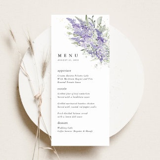 Lavender & Sage Green Floral Wedding Dinner Menu