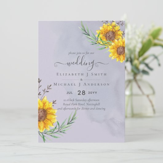 Lavender Sage Sunflower Rustic Boho Wedding (Staand voorkant)