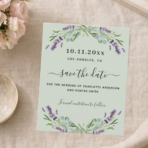 Lavender sauge mariage vert enregistrer la carte d
