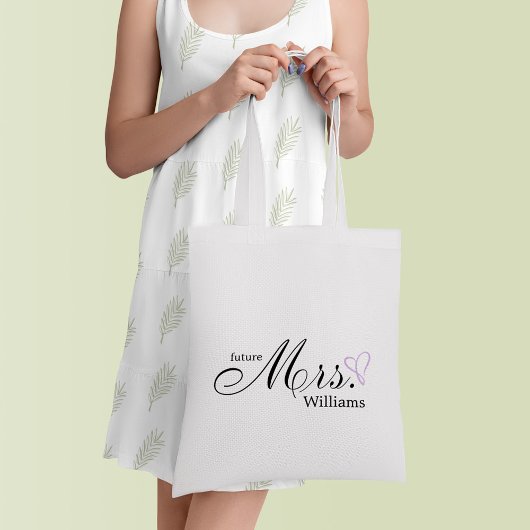Lavender Scribble Heart Future Mrs. Tote Bag