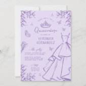Lavender Scribble Photo Quinceanera Invitation (Devant)