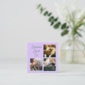 Lavender Script Business Card QR Code Service Menu Vierkante Visitekaartje (Staand voorkant)