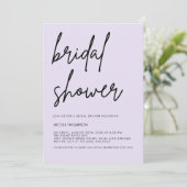 Lavender Script Modern Bridal Shower Invitation  (Debout devant)