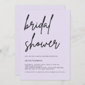 Lavender Script Modern Bridal Shower Invitation  (Devant / Derrière)