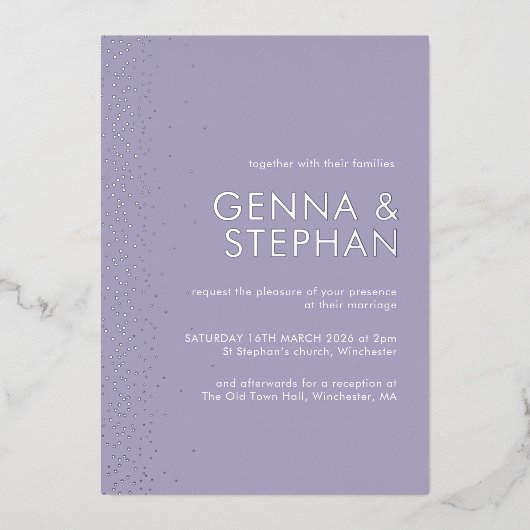 Lavender Shimmer feuille faire-part de mariage (Recto)