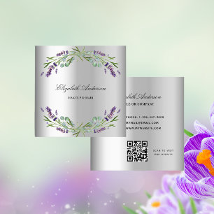 Lavender Silver Eucalyptus greenery QR Code Vierkante Visitekaartje