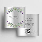 Lavender Silver Eucalyptus greenery QR Code Vierkante Visitekaartje