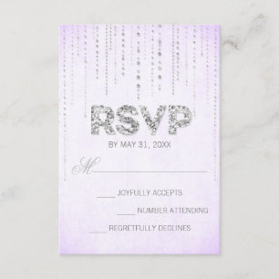Lavender & Silver Glitter Blik Weddenschap RSVP-ka RSVP Kaartje