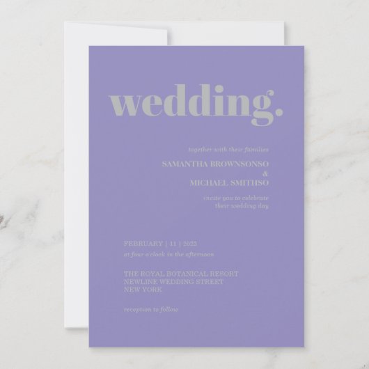 Lavender Silver Minimal Earth Tone Wedding Kaart (Voorkant)