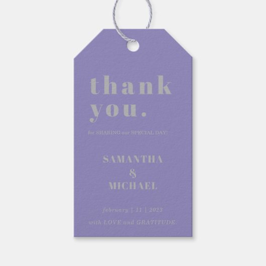 Lavender Silver Simple Classic Wedding Thank You Cadeaulabel (Voorkant)