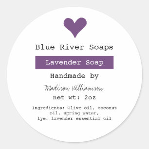Lavender Soap Handmade with Ingredients List Ronde Sticker
