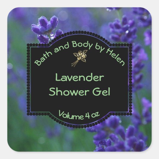 Lavender Soap Label - vierkant met zwart lijst (Voorkant)