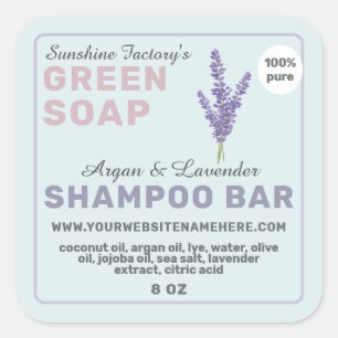 Lavender Soap Shampoo Bar Pastel Blue Paars Vierkante Sticker