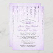 Lavender Sparkles & Crown Fairytale Wedding Kaart (Voorkant / Achterkant)