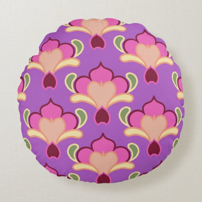 Lavender Sprig Rond Kussen (Voorkant)