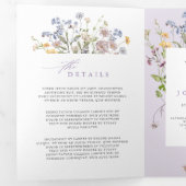Lavender Spring Wildflower Garden Wedding Invite   Drieluik Programma (Binnenzijde eerst)