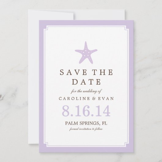 Lavender Starfish Wedding Save the Date (Voorkant)