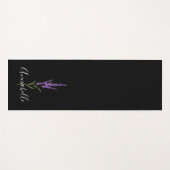 Lavender Stem on Black Personalized Yoga Mat (Voorkant (horizontaal))