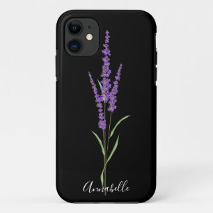 Lavender Stem on Black Persoonlijke iPhone Case