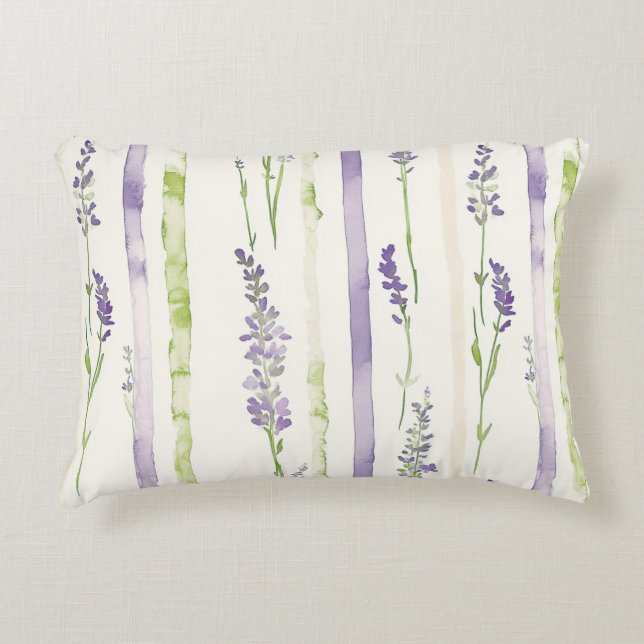 Lavender Stripes Floral   Accent Kussen (Voorkant)