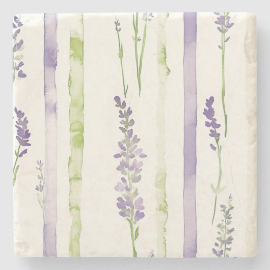Lavender Stripes Floral   Stenen Onderzetter (Voorkant)
