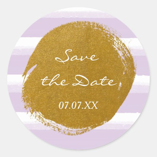 Lavender Stripes & Gold Foil Waterverf Sticker (Voorkant)