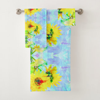 Lavender Sunflower Bath Towel Set Bad Handdoek