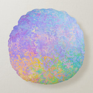 Lavender Sunrise Pastel Neon Alcohol Inkt Abstract Rond Kussen