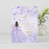 Lavender Sweet 16 Invitation with Butterflies (Debout devant)