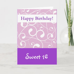Lavender Swirl, Happy Birthday Sweet 16 Kaart