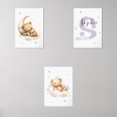 Lavender Teddy Bear Nursery Wall Art Custom Name (Recto)