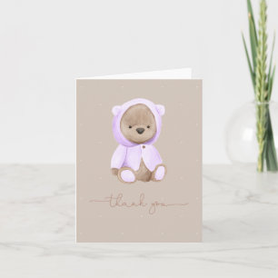 Lavender Teddy Bear Waterverf Dank je wel Bedankkaart