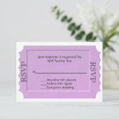 Lavender Ticket Look Carte de réponse RSVP (Debout devant)