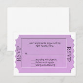 Lavender Ticket look RSVP-reactiekaart RSVP Kaartje (Voorkant / Achterkant)