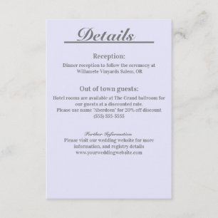 Lavender Timeless Elegance - carte détaillée du bo