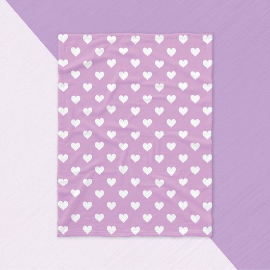 Lavender Tiny Hearts Fleece Deken