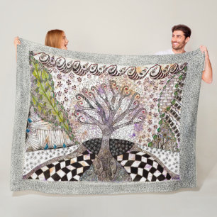 Lavender Tree Blanket Fleece Deken