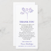 Lavender Tree Memorial Service Dank u Bedankkaart (Voorkant / Achterkant)