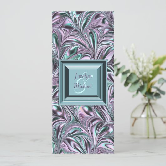 Lavender Turquoise Blue Wedding Programme (Debout devant)