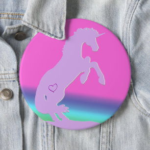 Lavender Unicorn Silhouette (regenboogachtergrond) Ronde Button 6,0 Cm