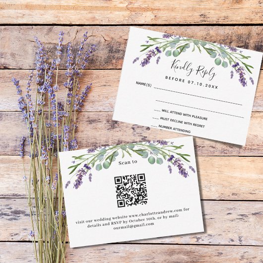Lavender vert code QR réponse du mariage RSVP