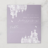 Lavender Vintage Castle Illustration Wedding (Buitenkant ongevouwen)