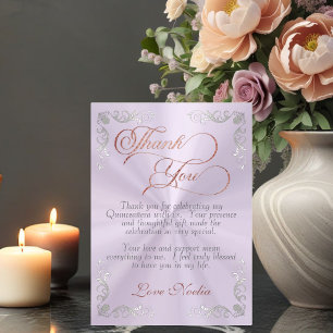 Lavender - Vintage Frame & Tiara Quinceanera Bedankkaart